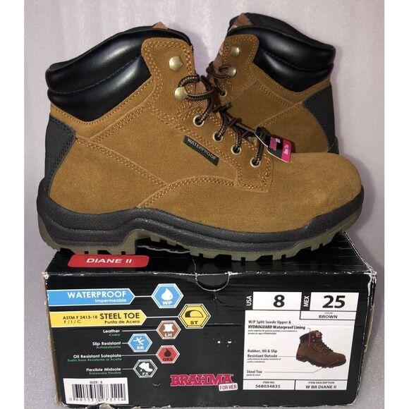Brahma Women's Diane II Steel Toe Slip Resistant Waterproof Work Boots Size 8 - Picture 3 of 16